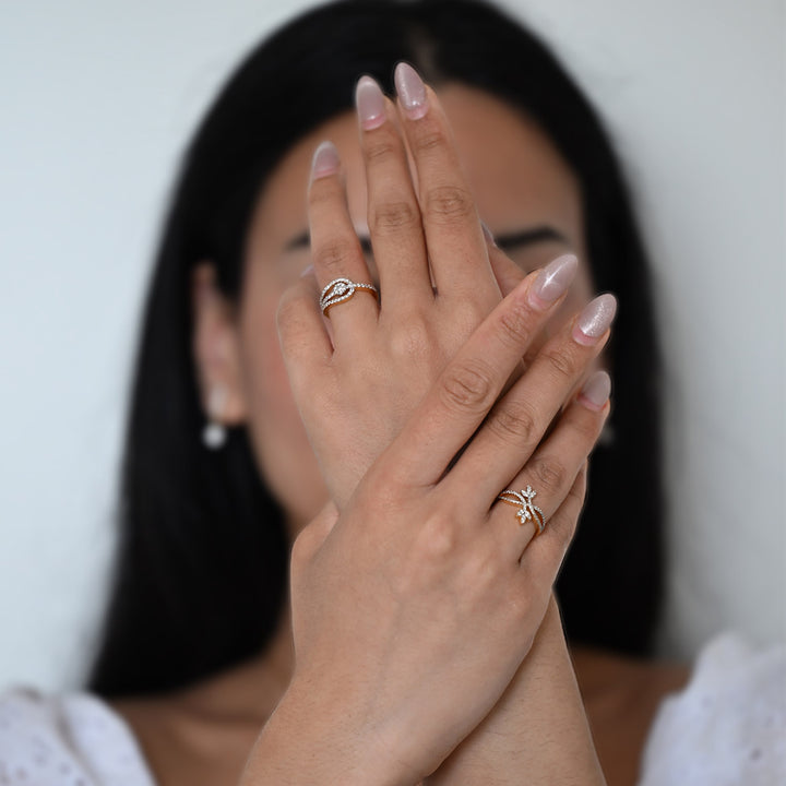 14K YG Cluster Diamond Ring-1pc