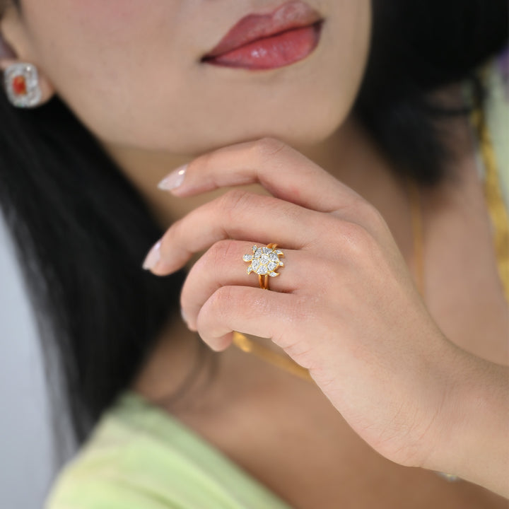 14K YG Tortoise Diamond RING- 1pc