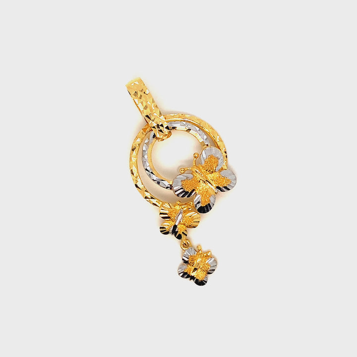 22K YG Flower 2 Tone Pendant-1pc