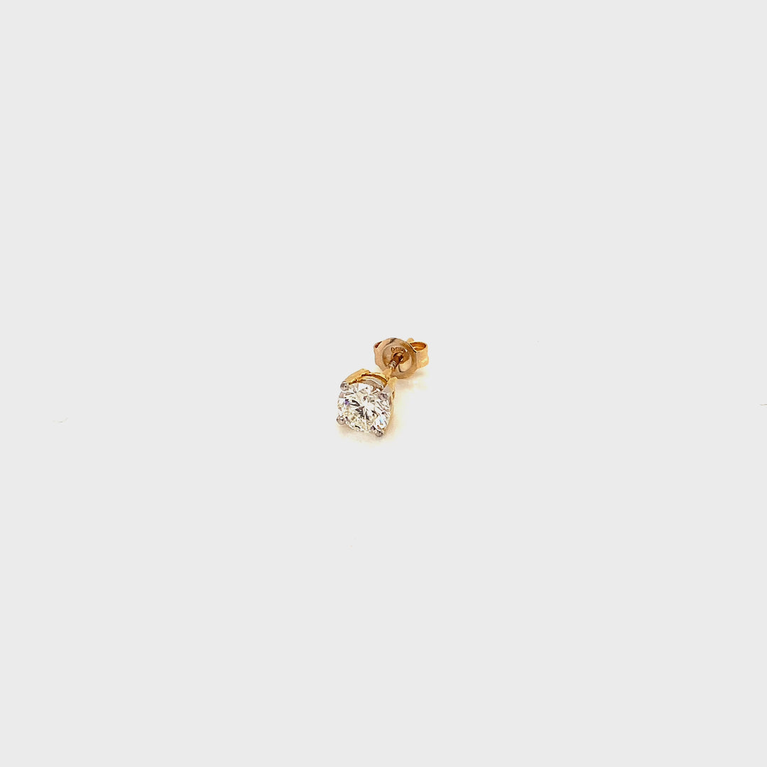 18K YG Solitaire Diamond Stud Earring-1pc