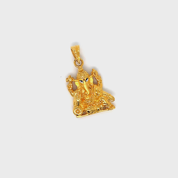 22K YG Unisex Ganesh Pendant-1pc