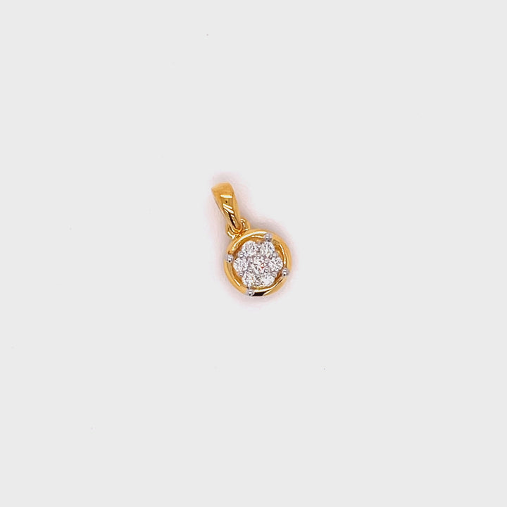 18K YG Pressure Set Diamond Pendant- 1pc