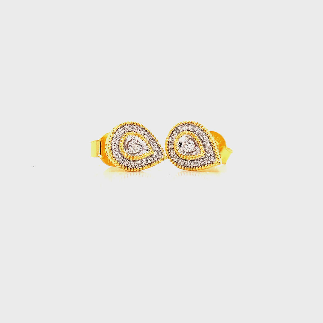 18K YG Women Drop Diamond Earring- 1pair