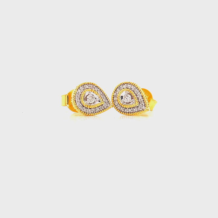 18K YG Women Drop Diamond Earring- 1pair
