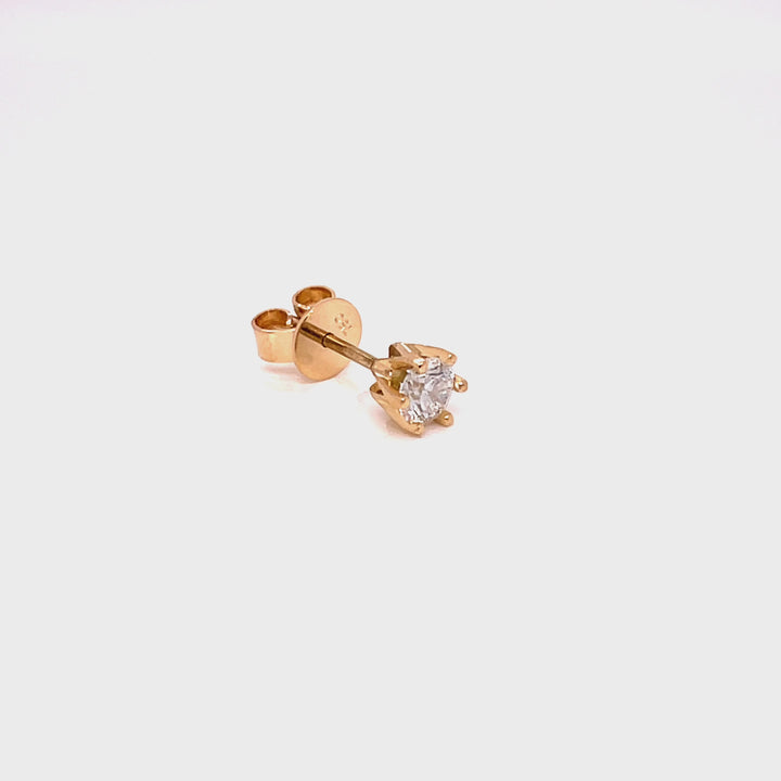 18K YG Unisex Solitaire Diamond Earring-1pc