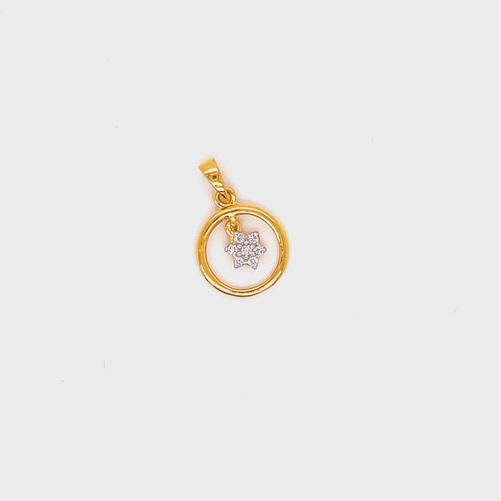 18K YG Women Star Diamond Pendant- 1pc