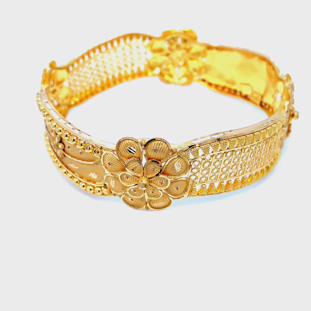 22K YG Women Flower Bangle-1pc