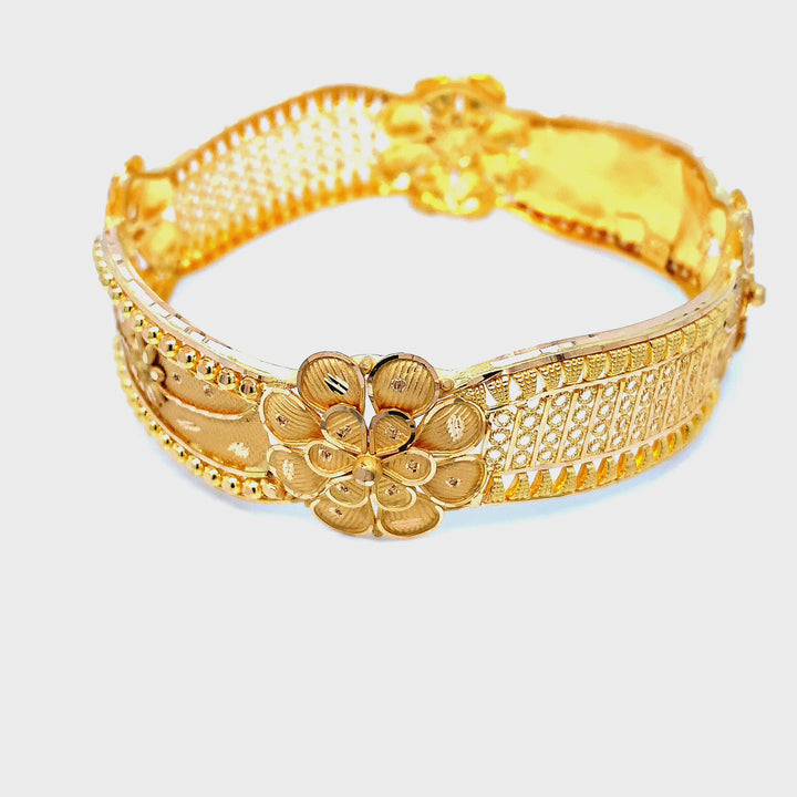 22K YG Women Flower Bangle-1pc