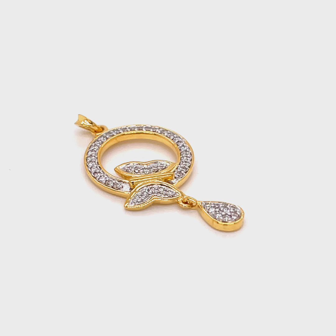 18K YG Fancy Butterfly Women Diamond Pendant- 1pc
