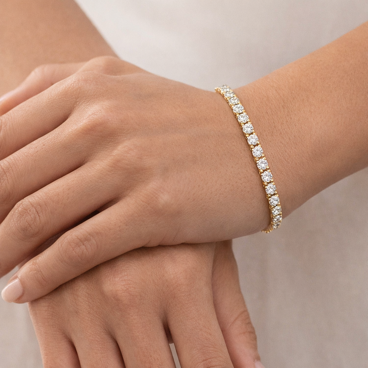 Tennis Bracelet Band - Round -  Yellow - 2.00 ct - F/VVS1