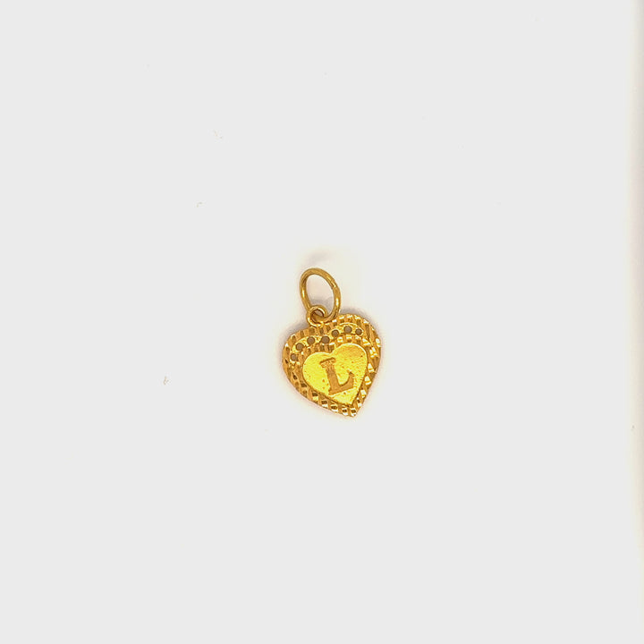 22K YG L Initial Heart Pendant-1pc