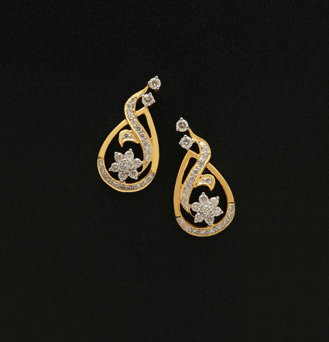 9K YG Diamond Cluster Earring-1pair RB Diamond Jewellers