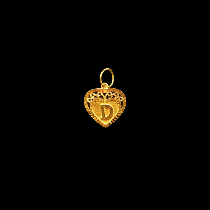 22K YG D Initial Heart Pendant-1pc RB Diamond Jewellers