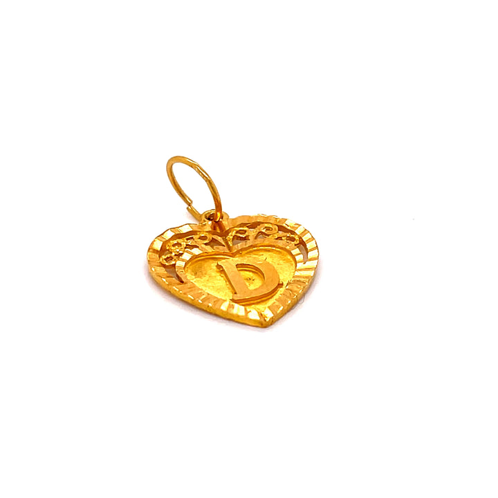 22K YG D Initial Heart Pendant-1pc RB Diamond Jewellers