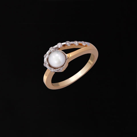 18K YG Diamond Pearl Ring-1pc