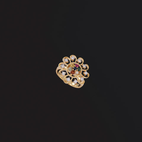 18K YG Diamond with Navaratna Ring