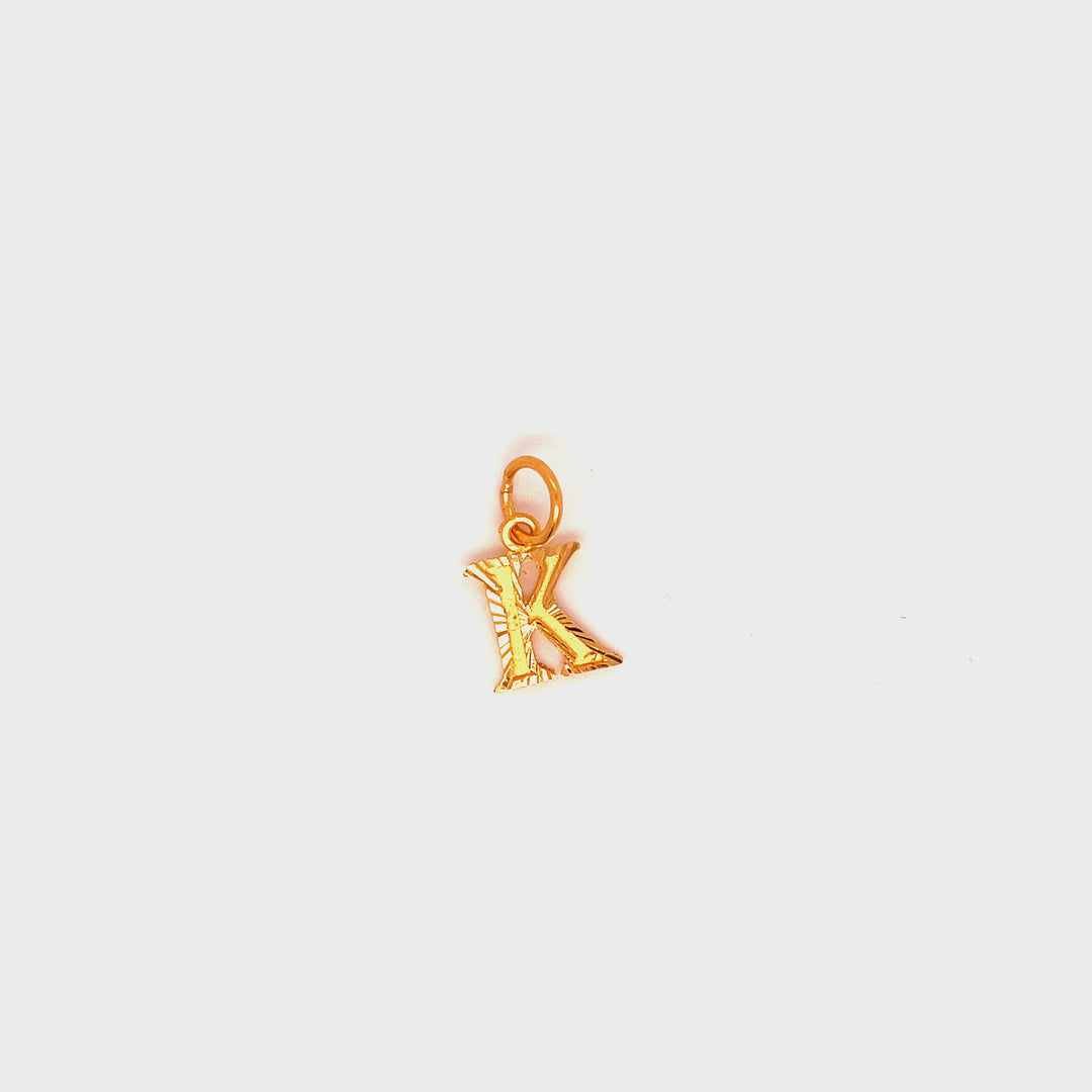22K YG Unisex Alphabet K Pendant-1pc