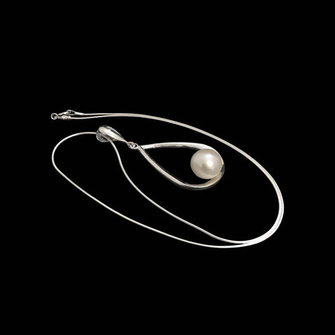 Sterling Silver Snake Chain Neklace with Fresh Water Pearl-1pc