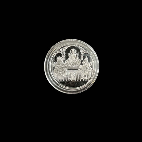 20g Silver Non Colour Ganesh Laxmi Saroswati Coin-1pc