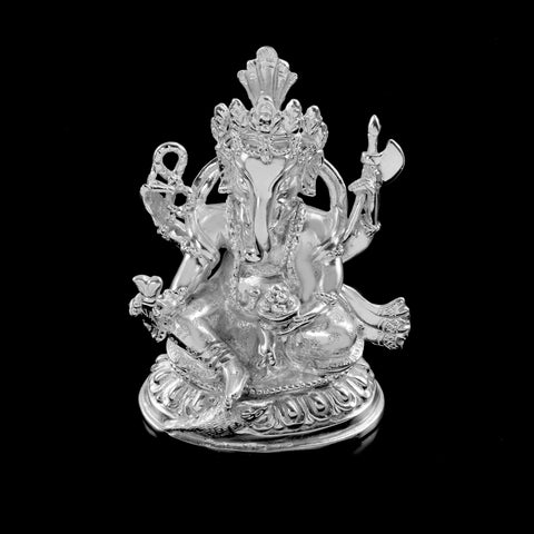 Carved Ganesh Silver Murti 21-23Tola-1pc