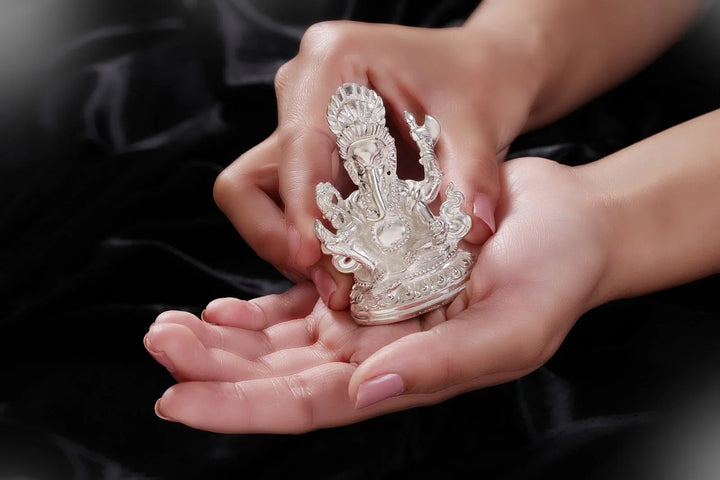 Carved Ganesh Silver Murti 9-11Tola-1pc