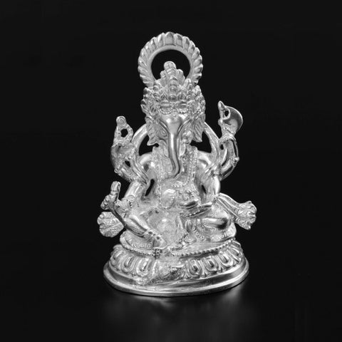 Carved Ganesh Silver Murti 21-23Tola-1pc