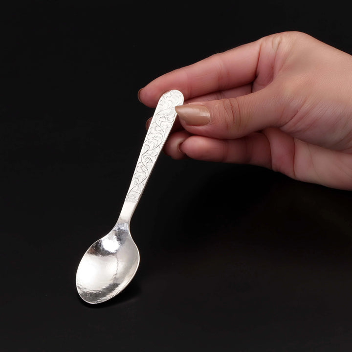 Carved Silver Spoon 0-2Tola-1pc