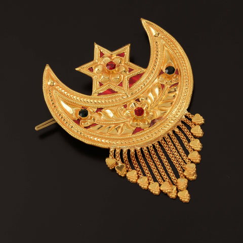 Traditional Yellow Gold Women Moon Star Chandrama-1pc