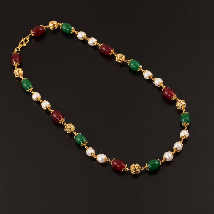 22K YG Women Mixed Semi Stone Necklace-1pc