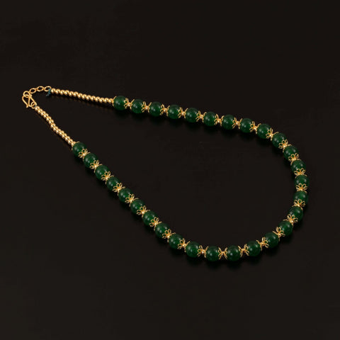 22K YG Women Green Stone Necklace-1pc