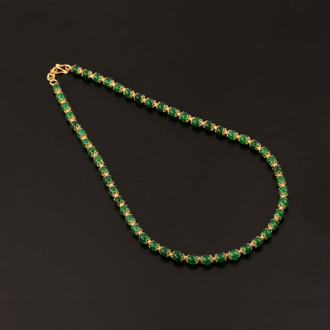 22K YG Women Green Stone Necklace-1pc