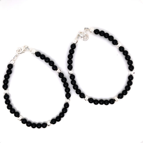 Baby/Toddler Onyx Sterling Silver Anklet -1Pair