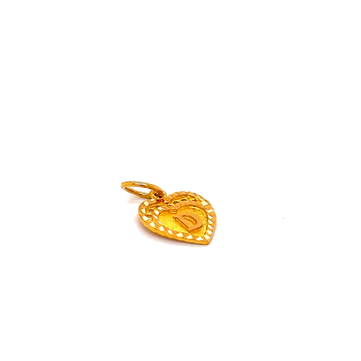 22K YG D Initial Hear Pendant-1pc RB Diamond Jewellers