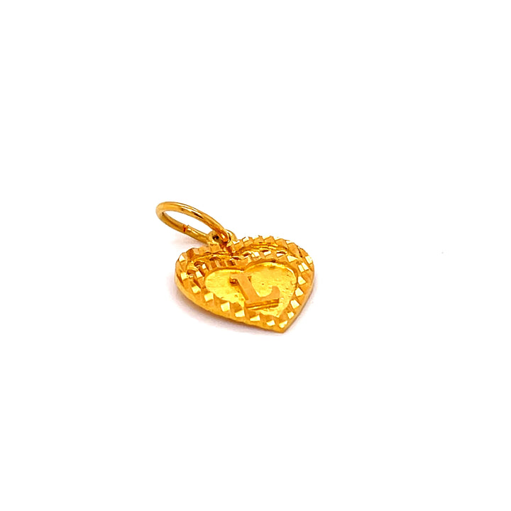22K YG L Initial Heart Pendant-1pc RB Diamond Jewellers