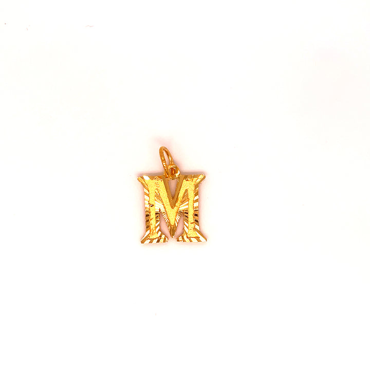 22K YG Unisex Alphabet M Pendant-1pc