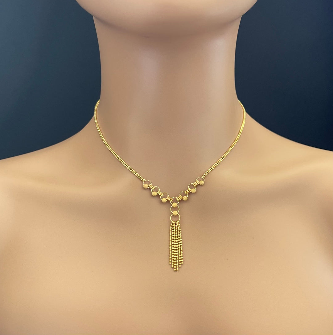 22K YG Women Fancy Ball Necklace-1pc