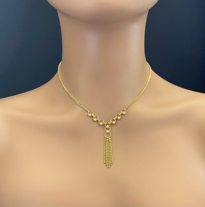 22K YG Women Fancy Ball Necklace-1pc