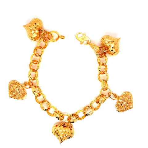 22K YG Women Charm Bracelet-1pc