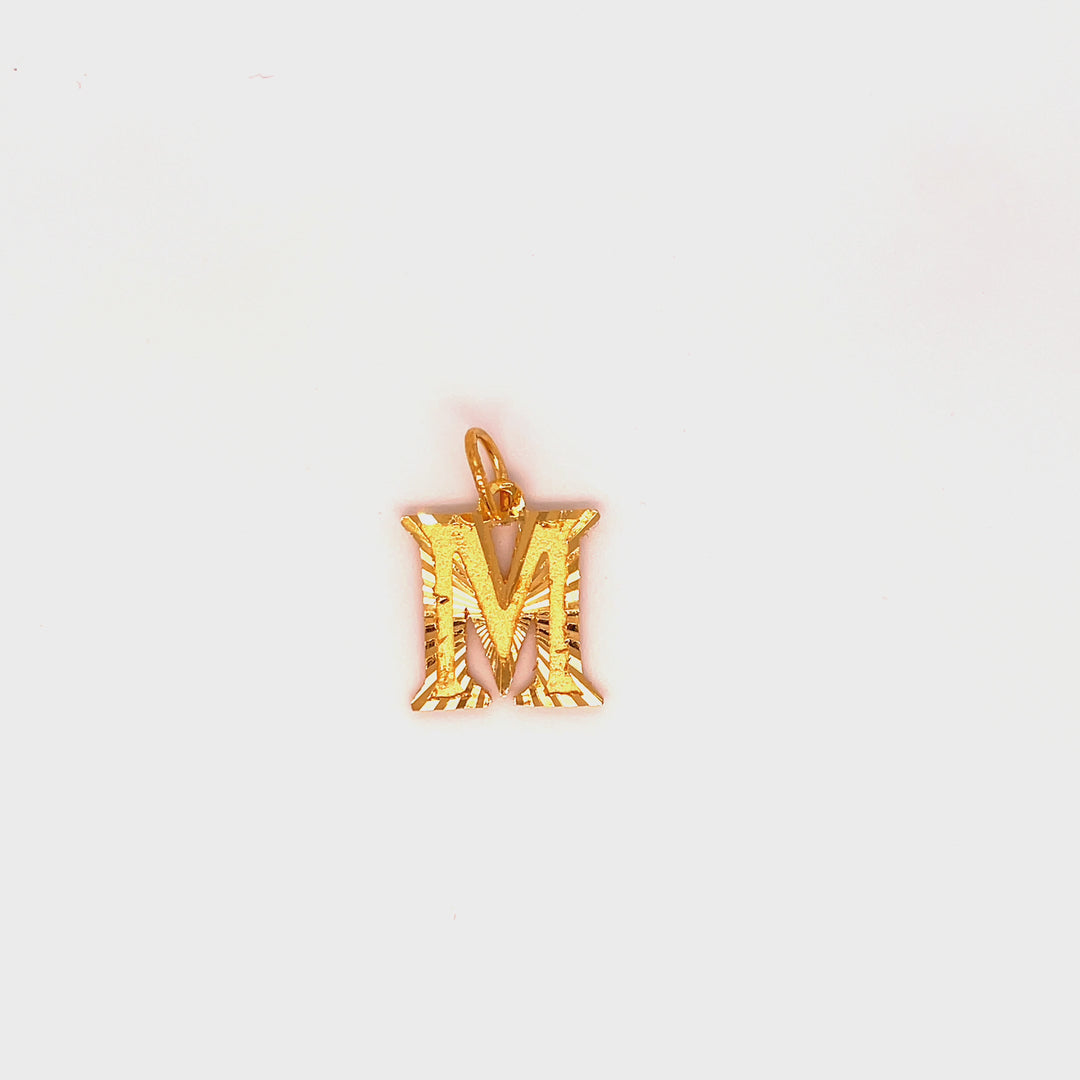 22K YG Unisex Alphabet M Pendant-1pc