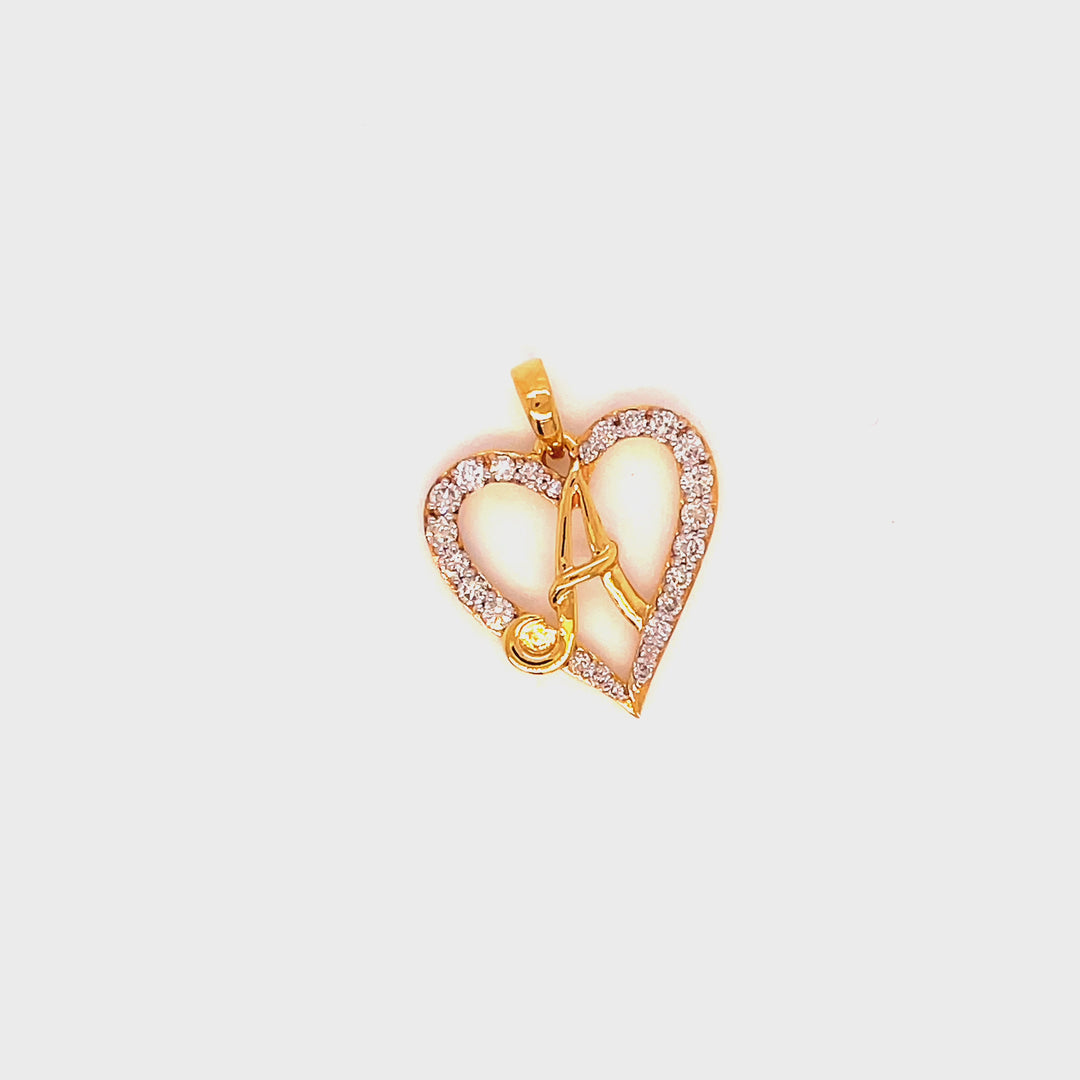 18K YG Women Diamond Heart Pendant- 1pc