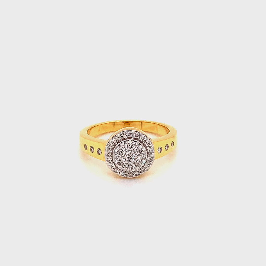 18K YG Women Cluster Diamond Ring- 1pc