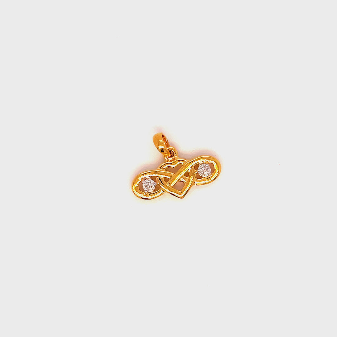 18K YG Women Diamond Infinity Pendant-1pc