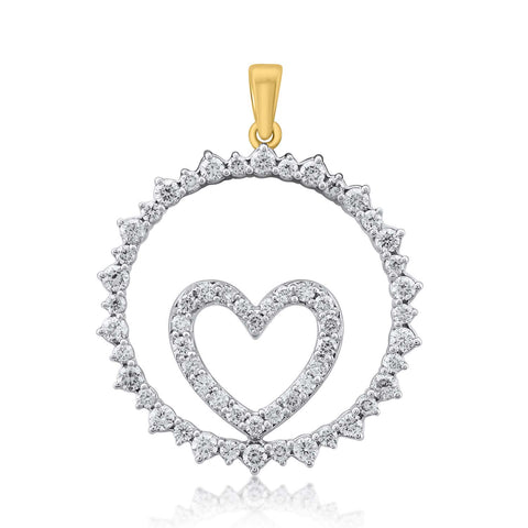 18K YG Prong Set Heart Classic Women Diamond Pendant-1PC