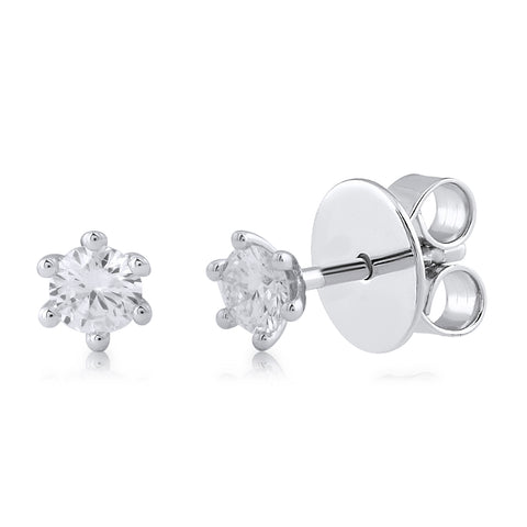18K WG Solitaire Women Diamond Earring-1pair