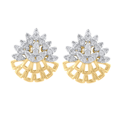 18K YG Women Fancy Diamond Earring-1pair