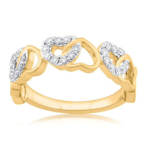 18K YG Women Heart Engagement Diamond Ring-1pc