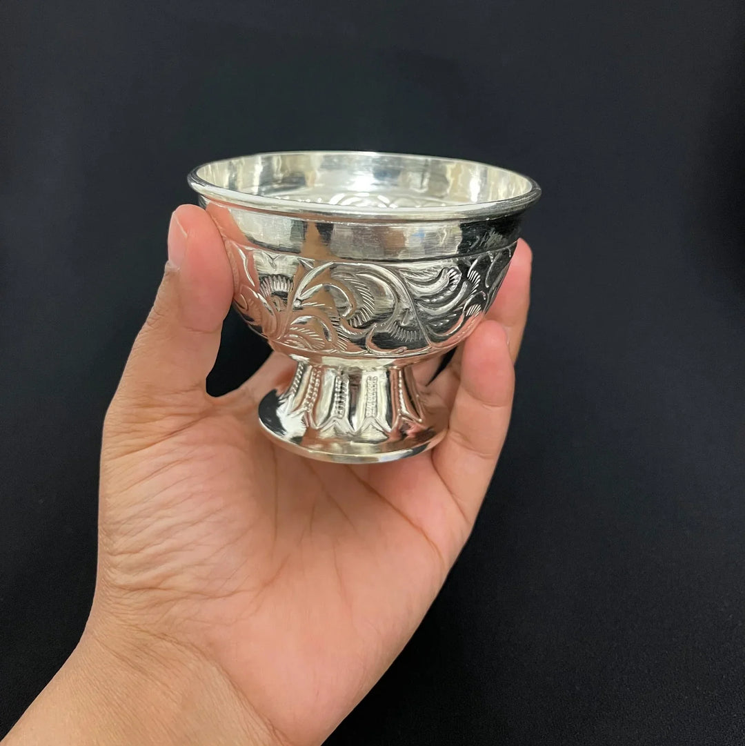 Carved Stand Silver Kachura/Bowl 6-8Tola-1pc