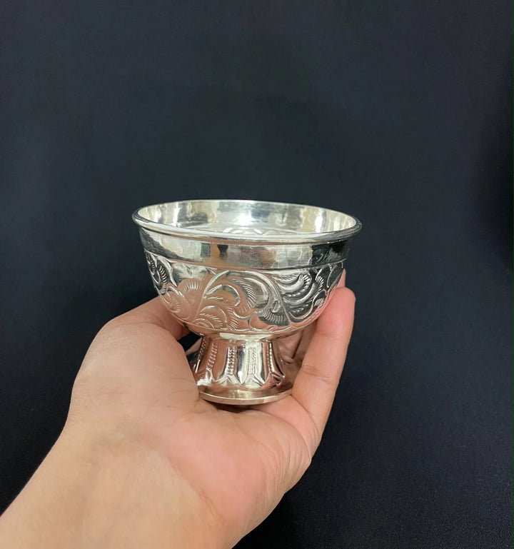Carved Stand Silver Kachura/Bowl 6-8Tola-1pc