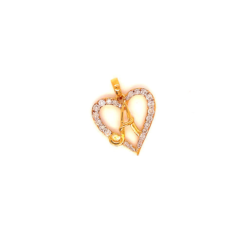 18K YG Women Diamond Heart Pendant-1pc