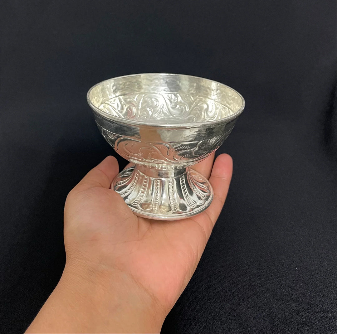 Carved Stand Silver Kachura/Bowl 6-8Tola-1pc